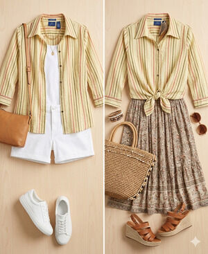 JH Collection Striped Crinkle Button Up Blouse Shirt Pastel Boho Summer Top XL